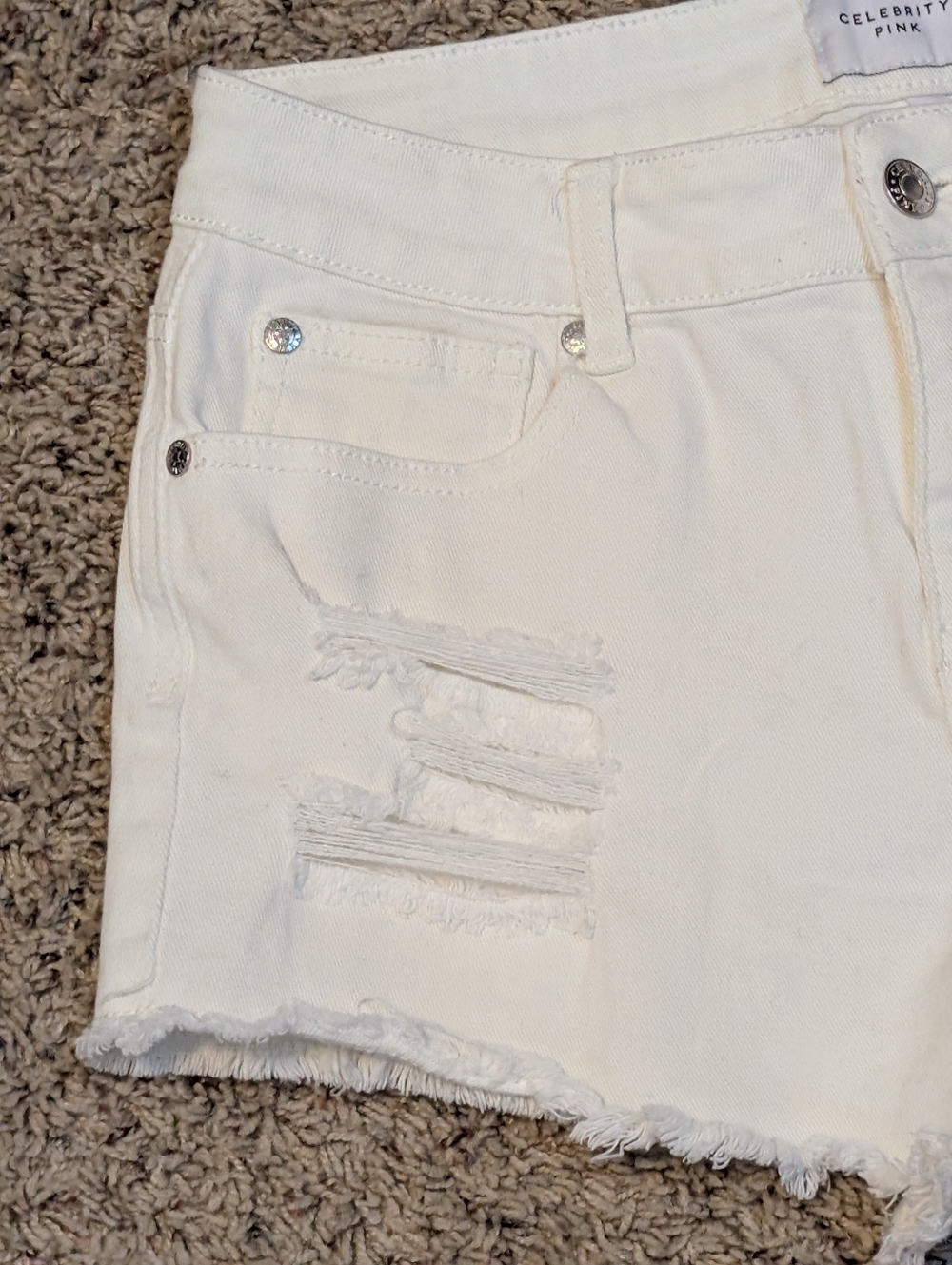 Celebrity Pink Shorts White Distressed Shorts SZ 9/29 - Picture 5 of 12